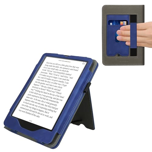 kwmobile Flip Hülle kompatibel mit Amazon Kindle Paperwhite (2024)/Colorsoft - Handschlaufe - Cover Dunkelblau von kwmobile