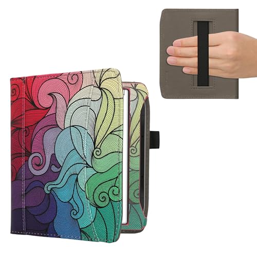 kwmobile Flip Hülle kompatibel mit Pocketbook Era/Era Color - Vorderfach Handschlaufe - Farbrausch Pink Blau Grün von kwmobile