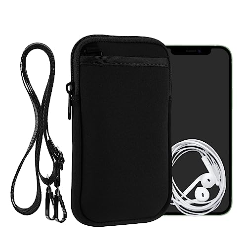kwmobile Handy Tasche zum Umhängen für XL - 6,7/6,8" - Hülle mit Band - Neopren Cover mit Reißverschluss - 17,2 x 8,4 cm - Necklace Case in Schwarz von kwmobile