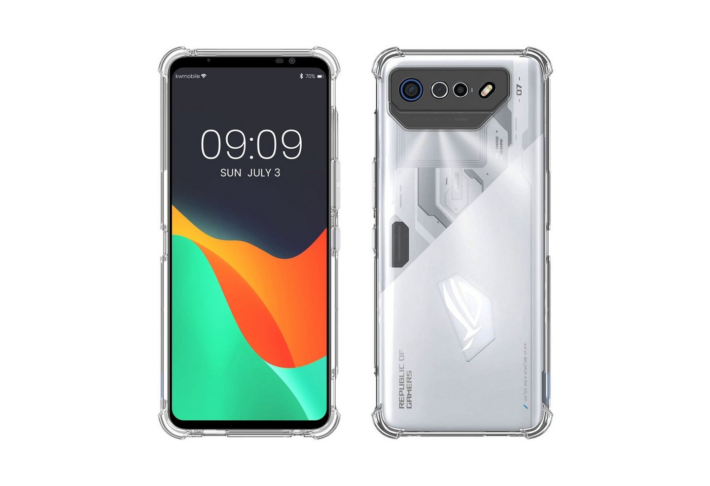 kwmobile Handyhülle Crystal Hülle für Asus ROG Phone 7 TPU Silikon Case mit Ecken Schutz, TPU Silikon Case mit Ecken Schutz von kwmobile