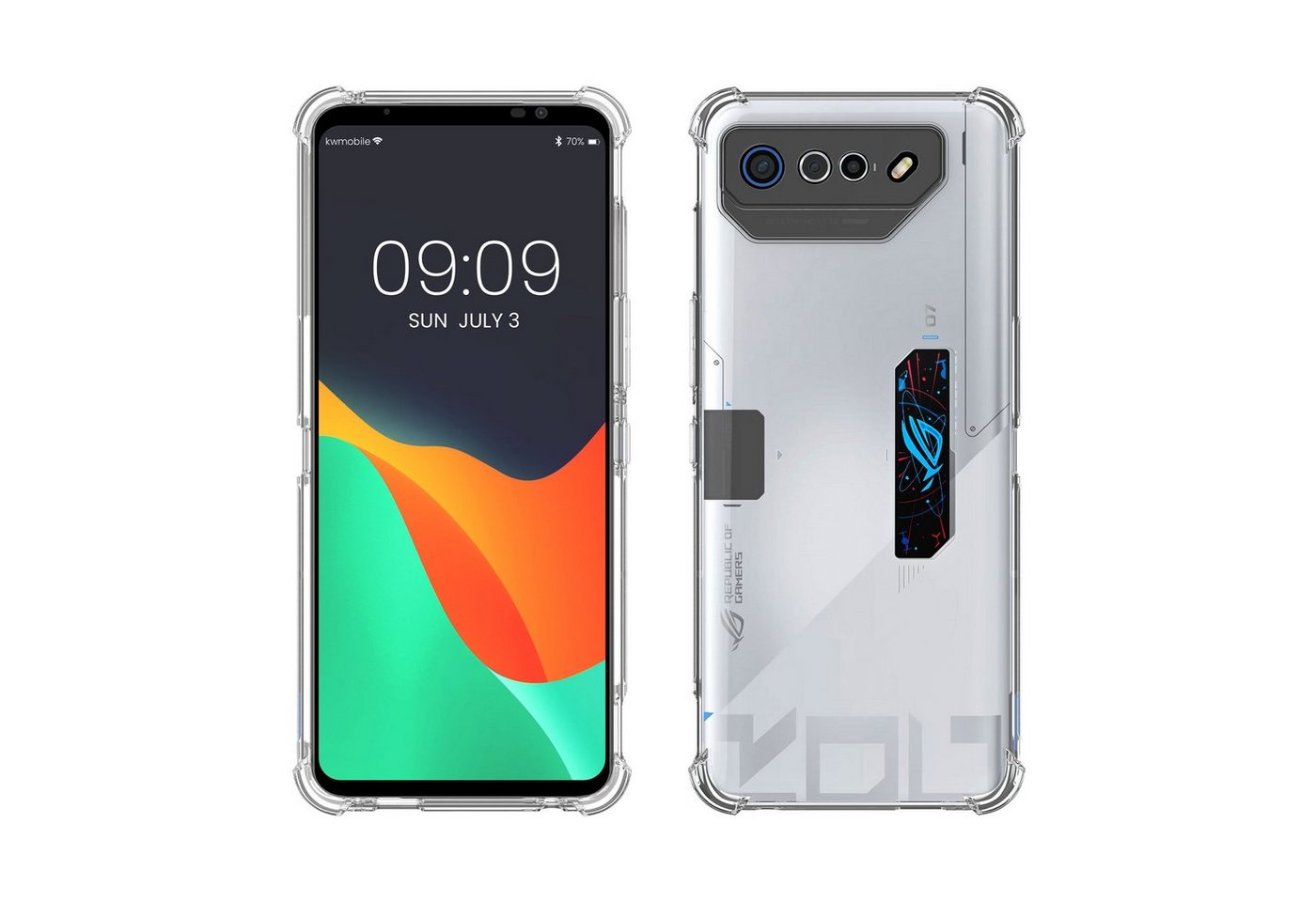 kwmobile Handyhülle Crystal Hülle für Asus ROG Phone 7 Ultimate TPU Silikon Case mit Ecken, TPU Silikon Case mit Ecken Schutz von kwmobile