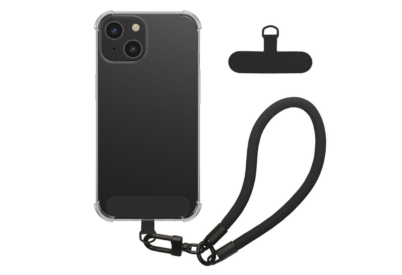kwmobile Handyhülle Handy TPU Case für Apple iPhone 13 Hülle, Kristallklare Schutzhülle mit Kantenschutz und abnehmbarem Armband von kwmobile