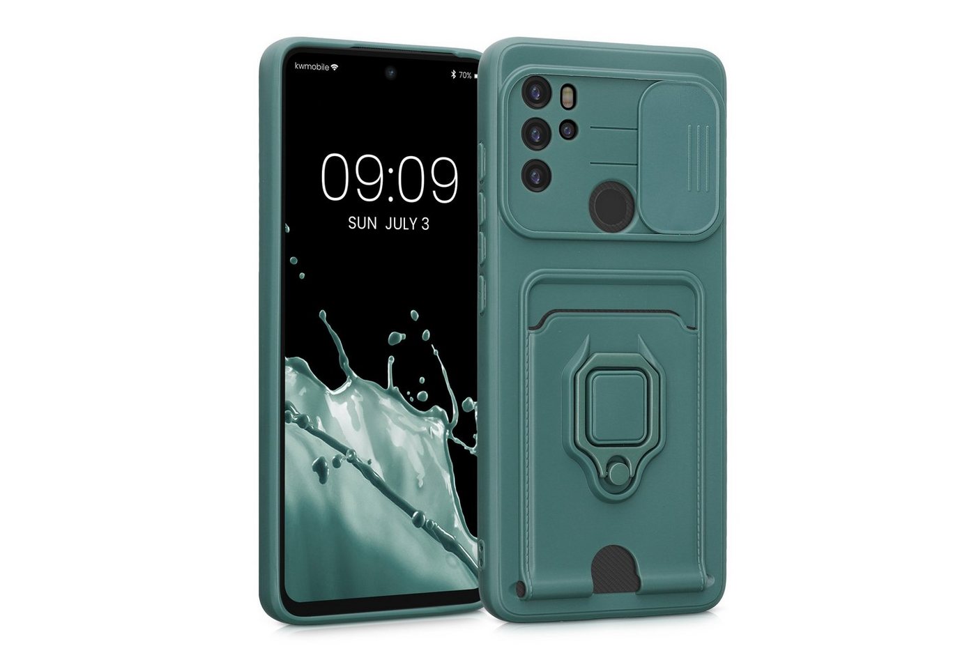 kwmobile Handyhülle Handyhülle für Motorola Moto G60S, Softcase mit Kameraschutz - Kartenfach - Moosgrün von kwmobile