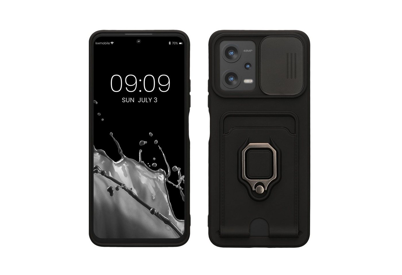 kwmobile Handyhülle Handyhülle für Xiaomi Redmi Note 12 5G / POCO X5 5G, Softcase mit Kameraschutz - Kartenfach - Schwarz von kwmobile