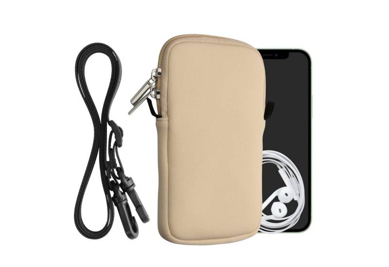 kwmobile Sleeve Handytasche für Smartphones L - 6,5", Neopren Handy Hülle mit Kordel - Tasche mit Handykette 16,5 x 8,9 cm von kwmobile