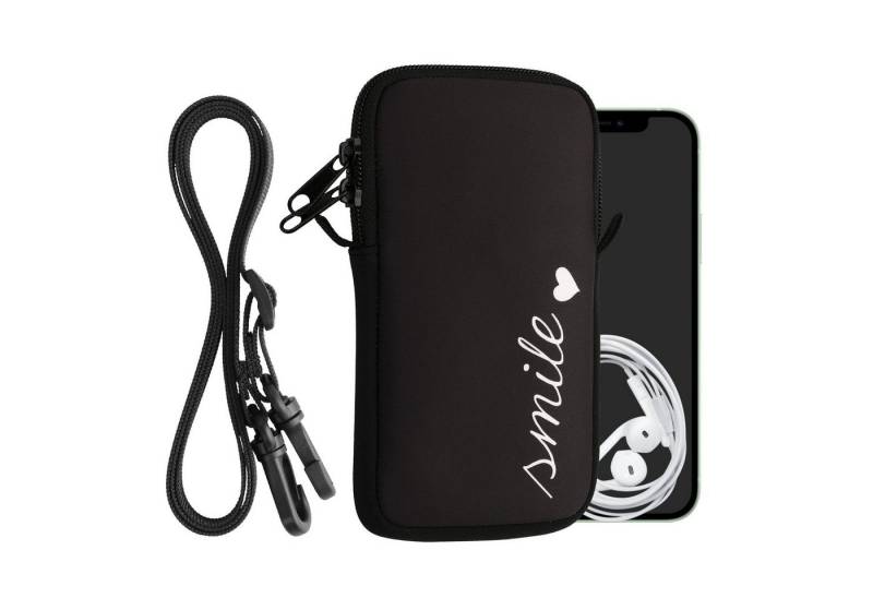 kwmobile Sleeve Handytasche für Smartphones L - 6,5", Neopren Handy Hülle mit Kordel - Tasche mit Handykette 16,5 x 8,9 cm von kwmobile