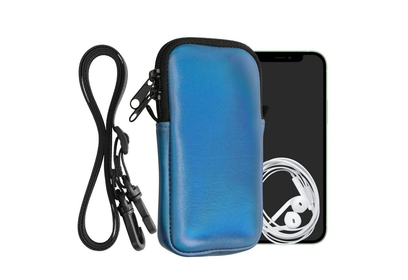 kwmobile Handyhülle Handytasche für Smartphones M - 5,5, Neopren Handy Hülle mit Kordel - Tasche mit Handykette 15,2 x 8,3 cm" von kwmobile