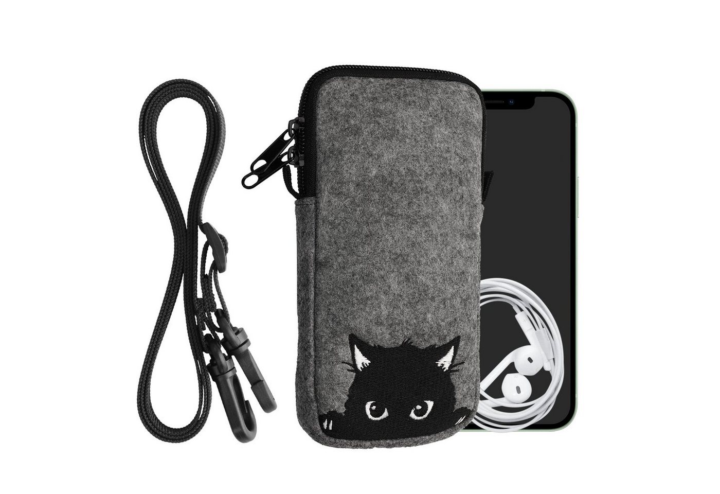 kwmobile Handyhülle Handytasche für Smartphones XL - 6,7/6,8, Filz Handy Hülle - Tasche mit Kette 17,2 x 8,4 cm Innenmaße" von kwmobile