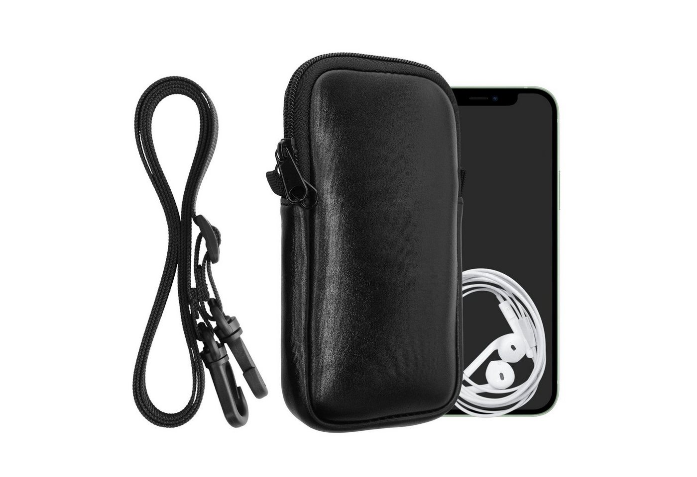 kwmobile Handyhülle Handytasche für Smartphones XXL - 7, Neopren Handy Hülle mit Kordel - Tasche mit Handykette 17,7 x 8,5 cm" von kwmobile