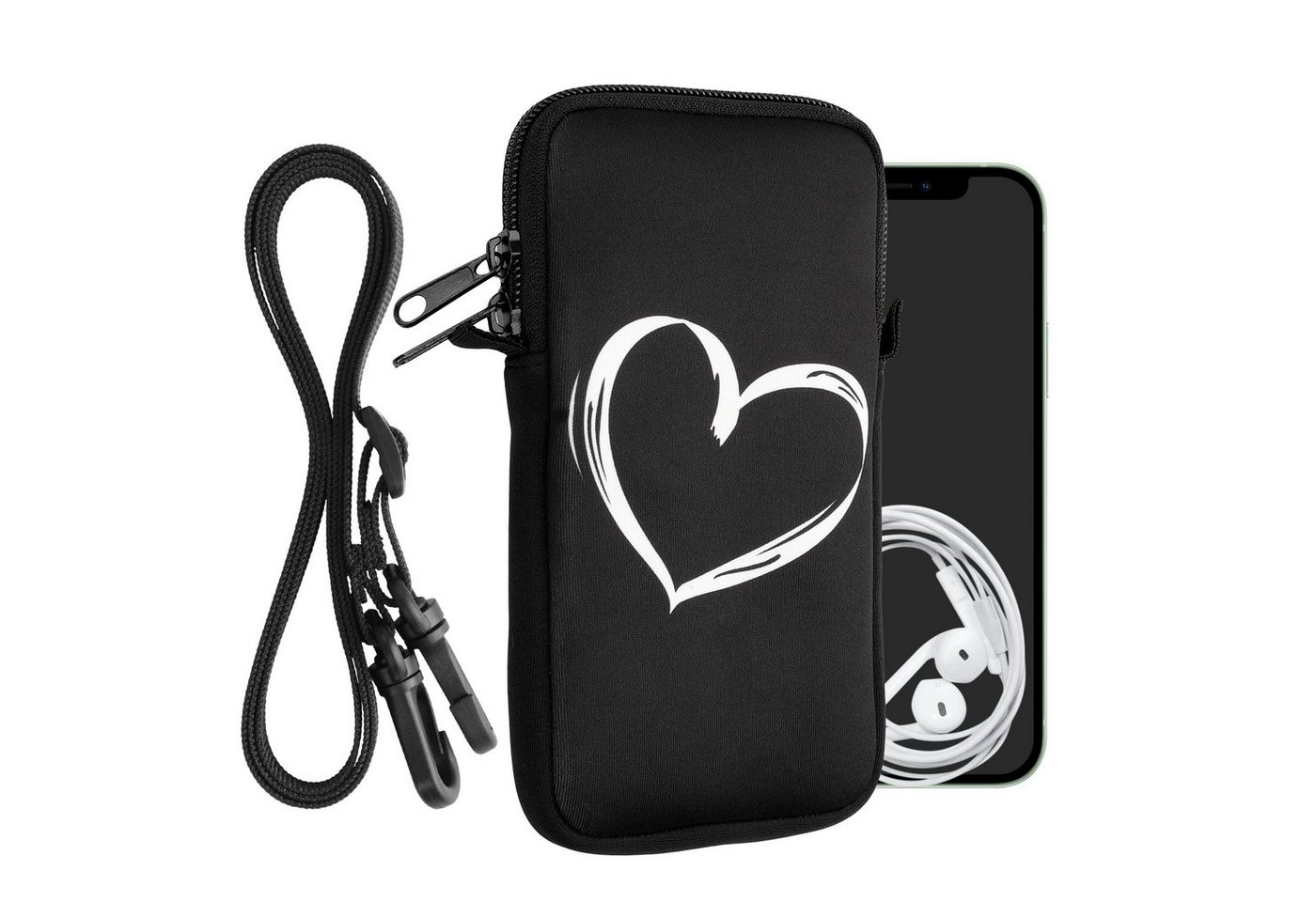 kwmobile Sleeve Handytasche für Smartphones XXL - 7", Neopren Handy Hülle mit Kordel - Tasche mit Handykette 17,7 x 8,5 cm von kwmobile