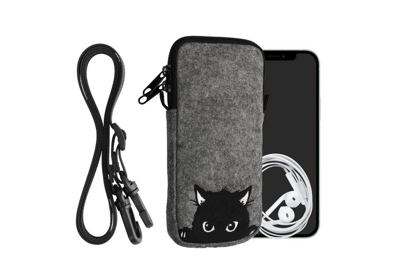 kwmobile Sleeve Handytasche für Smartphones XXL - 7", Filz Handy Hülle - Tasche mit Kette 17,7 x 8,5 cm Innenmaße kwmobile Sleeve Handytasche für Smartphones XXL - 7", Filz Handy Hülle - Tasche mit Kette 17,7 x 8,5 cm Innenmaße von kwmobile