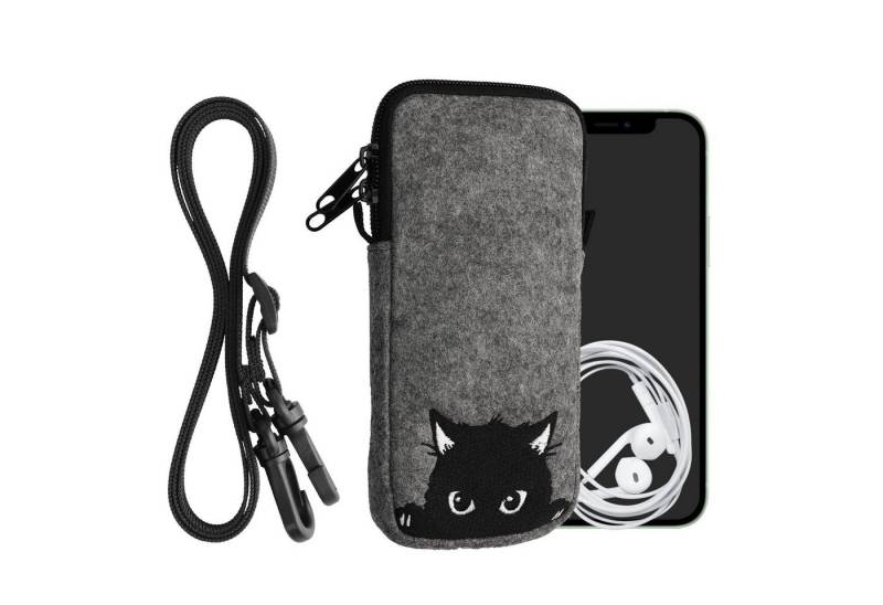 kwmobile Sleeve Handytasche für Smartphones XXL - 7", Filz Handy Hülle - Tasche mit Kette 17,7 x 8,5 cm Innenmaße von kwmobile