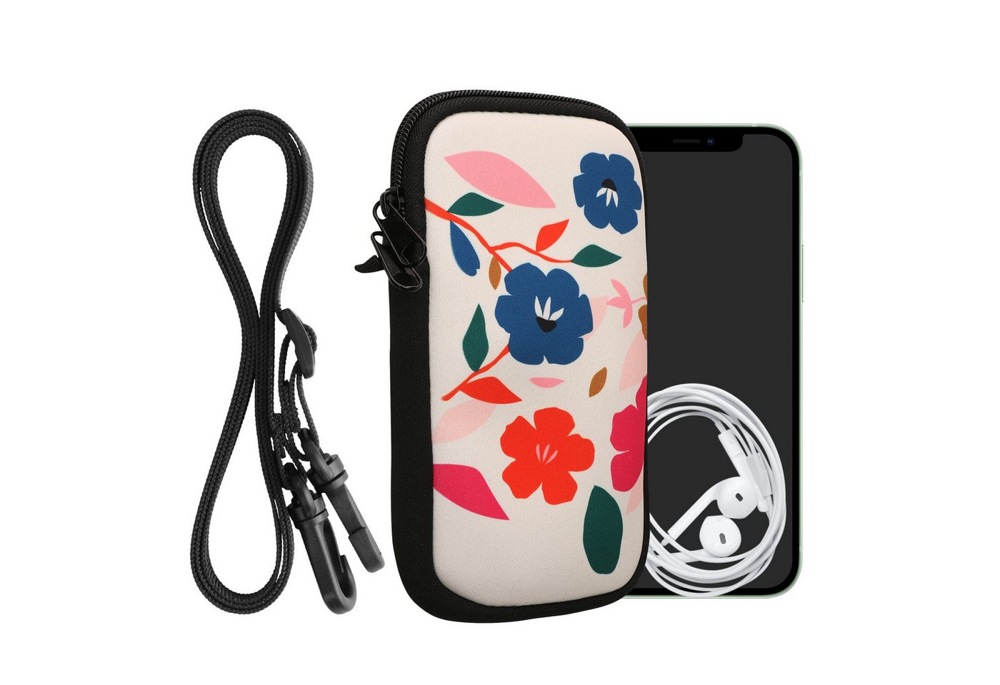 kwmobile Sleeve Handytasche für Smartphones XXL - 7", Neopren Handy Hülle mit Kordel - Tasche mit Handykette 17,7 x 8,5 cm von kwmobile