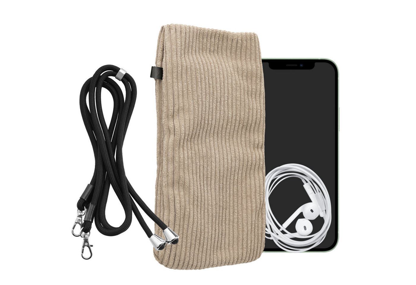 kwmobile Sleeve Handytasche für Smartphones XXL - 7" Handy Tasche, Cord Handy Hülle Creme mit Kordel - Handy Tasche kwmobile Sleeve Handytasche für Smartphones XXL - 7" Handy Tasche, Cord Handy Hülle Creme mit Kordel - Handy Tasche von kwmobile
