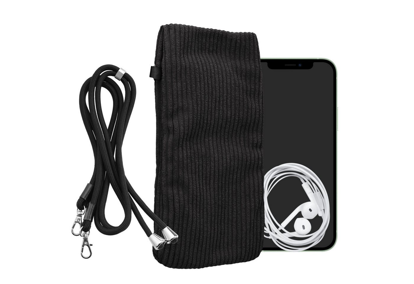 kwmobile Sleeve Handytasche für Smartphones XXL - 7" Handy Tasche, Cord Handy Hülle Dunkelgrau mit Kordel - Handy Tasche kwmobile Sleeve Handytasche für Smartphones XXL - 7" Handy Tasche, Cord Handy Hülle Dunkelgrau mit Kordel - Handy Tasche von kwmobile