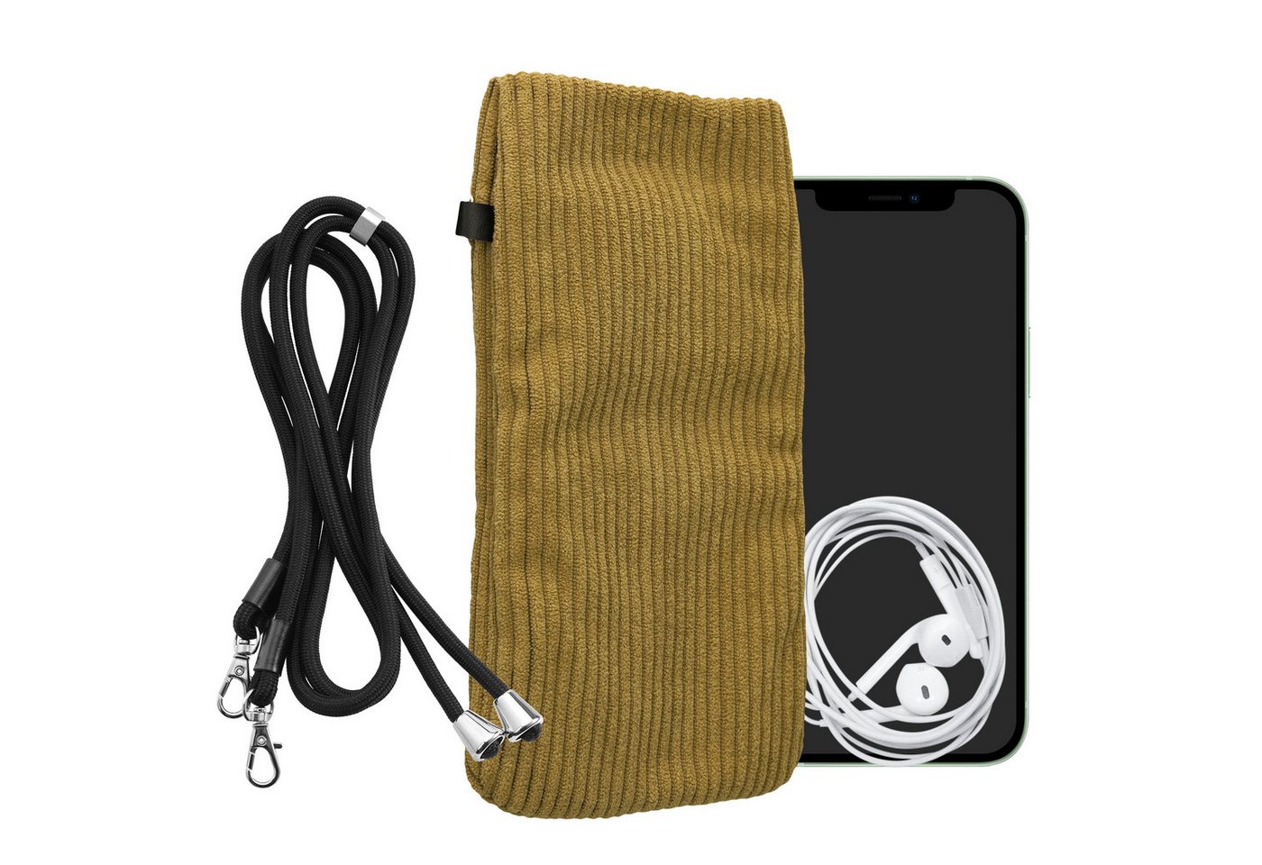 kwmobile Handyhülle Handytasche für Smartphones XXL - 7 Handy Tasche, Cord Handy Hülle Honiggelb mit Kordel - Handy Tasche" von kwmobile