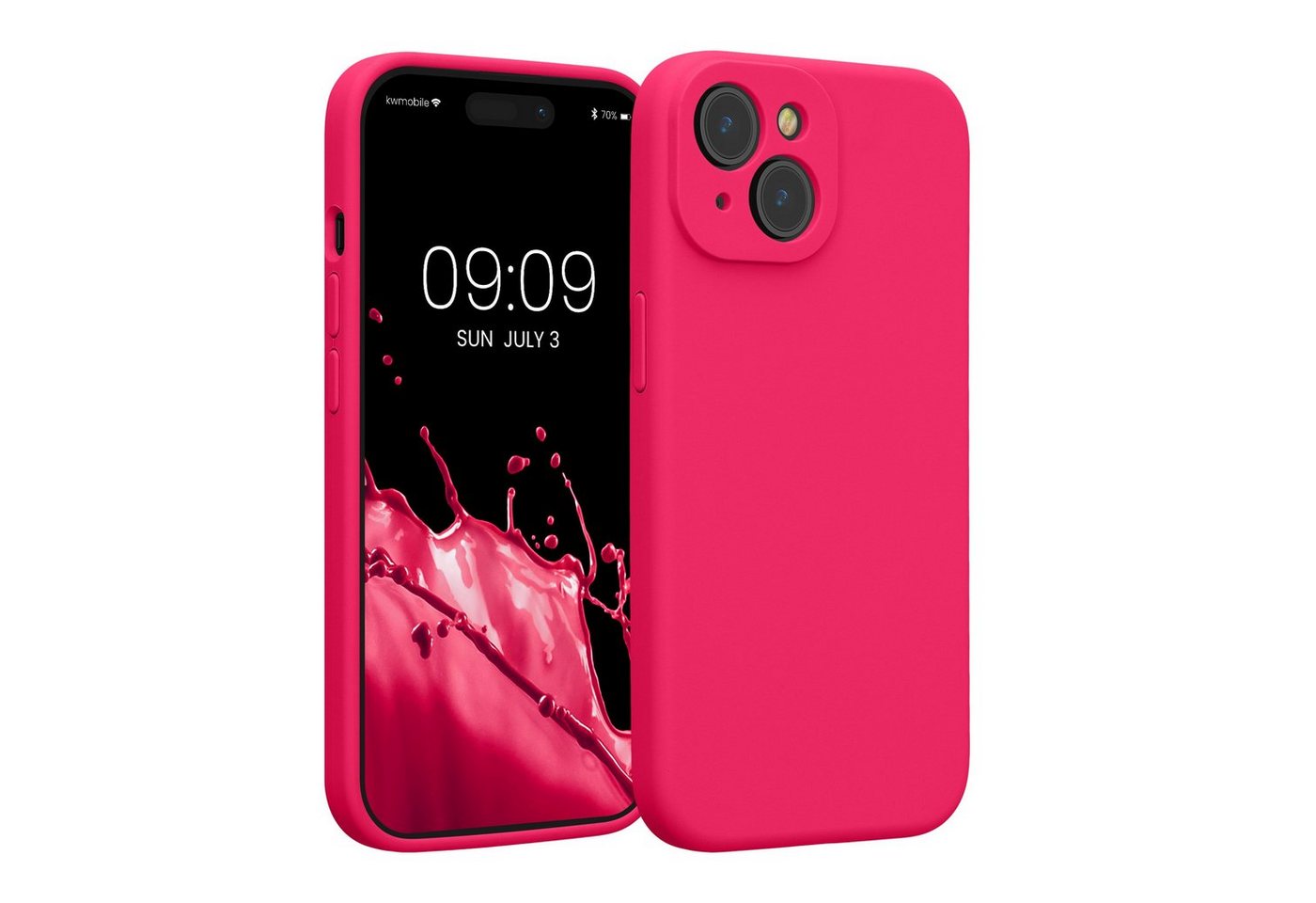 kwmobile Handyhülle Hülle für Apple iPhone 15, Hülle Silikon gummiert - Handyhülle - Handy Case in Neon Pink von kwmobile