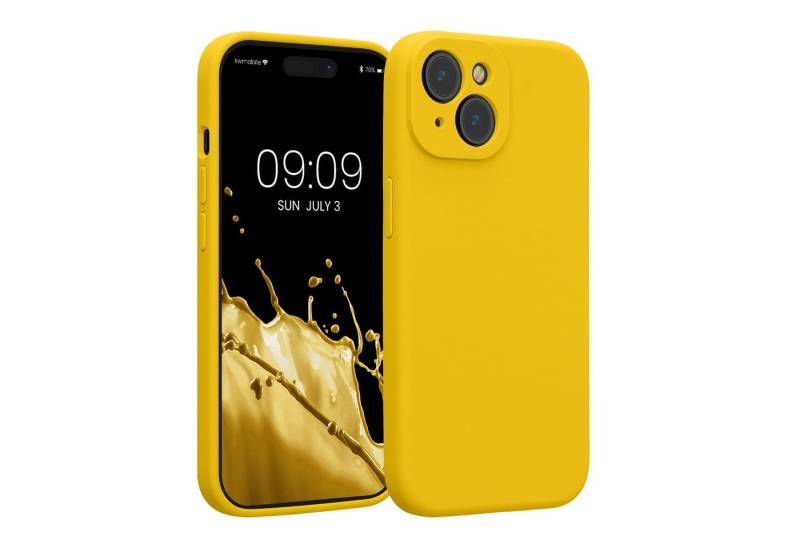 kwmobile Handyhülle Hülle für Apple iPhone 15, Hülle Silikon gummiert - Handyhülle - Handy Case in Strahlend Gelb von kwmobile