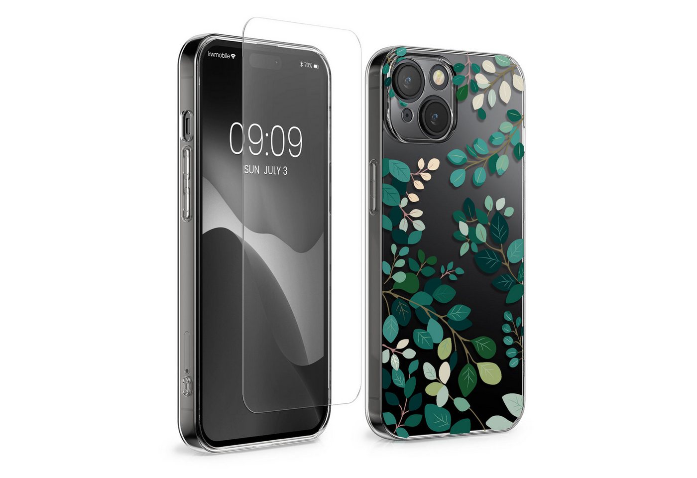 kwmobile Handyhülle Hülle für Apple iPhone 15 Handyhülle - Silikon, Case mit Schutzfolie Frühlingsblätter Design kwmobile Handyhülle Hülle für Apple iPhone 15 Handyhülle - Silikon, Case mit Schutzfolie Frühlingsblätter Design von kwmobile