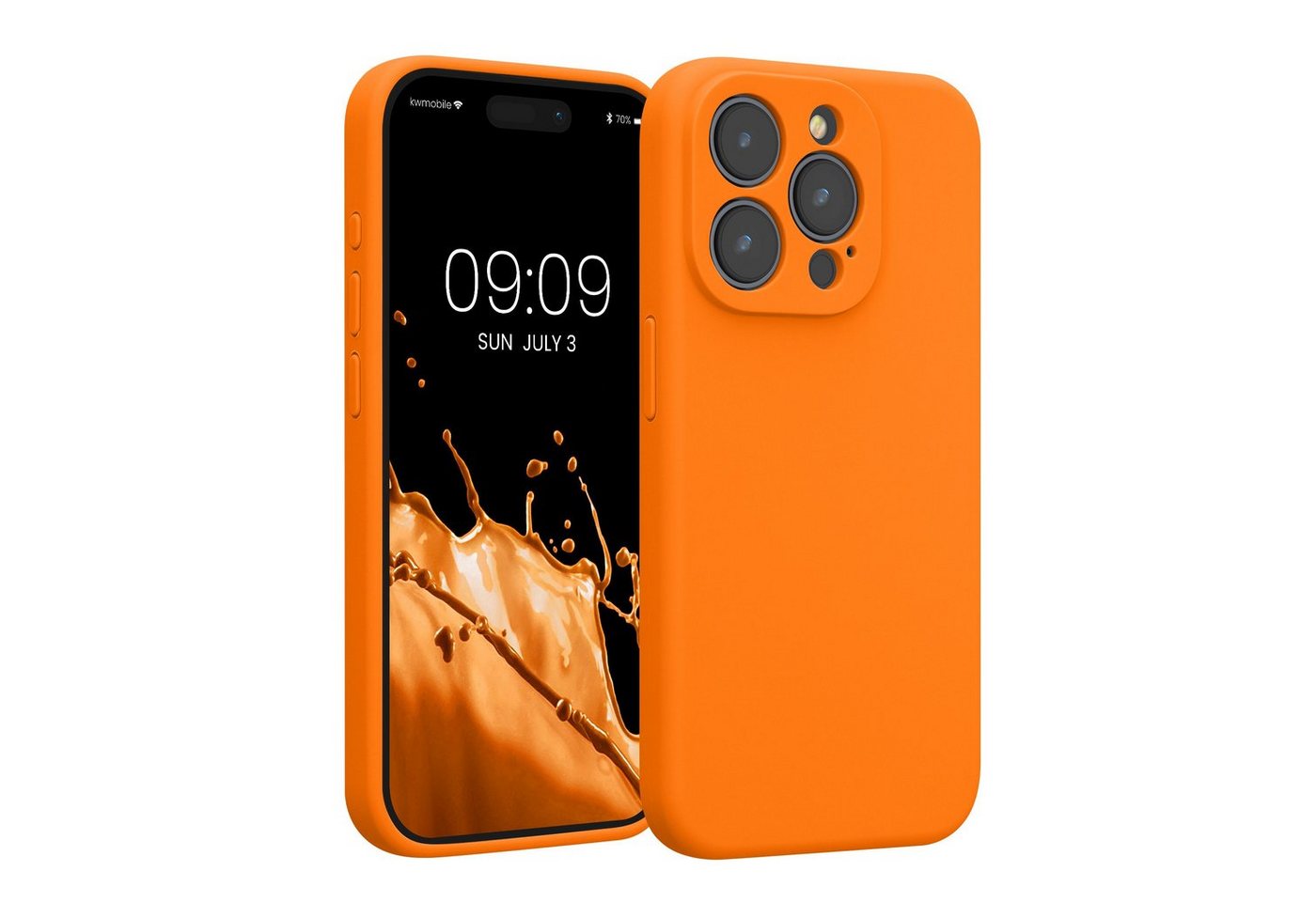 kwmobile Handyhülle Hülle für Apple iPhone 15 Pro, Hülle Silikon gummiert - Handyhülle - Handy Case in Fruity Orange von kwmobile