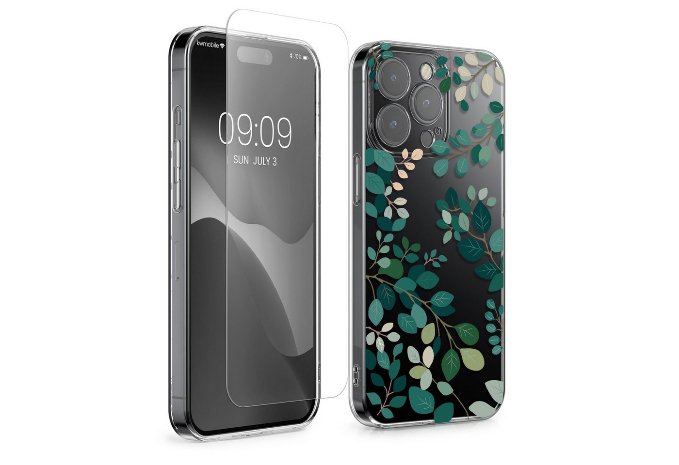 kwmobile Handyhülle Hülle für Apple iPhone 15 Pro Handyhülle - Silikon, Case mit Schutzfolie Frühlingsblätter Design kwmobile Handyhülle Hülle für Apple iPhone 15 Pro Handyhülle - Silikon, Case mit Schutzfolie Frühlingsblätter Design von kwmobile