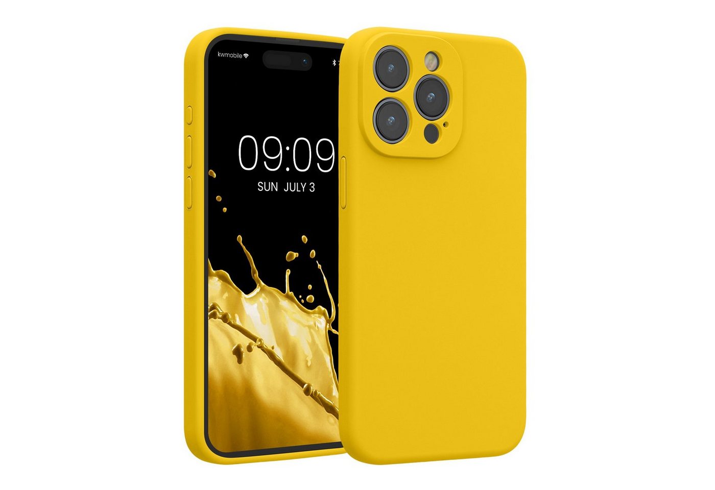 kwmobile Handyhülle Hülle für Apple iPhone 15 Pro Max, Hülle Silikon gummiert - Handyhülle - Handy Case in Strahlend Gelb von kwmobile
