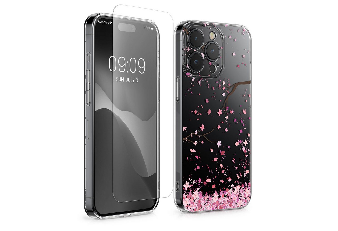 kwmobile Handyhülle Hülle für Apple iPhone 15 Pro Max Handyhülle - Silikon, Case mit Schutzfolie Kirschblütenblätter Design kwmobile Handyhülle Hülle für Apple iPhone 15 Pro Max Handyhülle - Silikon, Case mit Schutzfolie Kirschblütenblätter Design von kwmobile