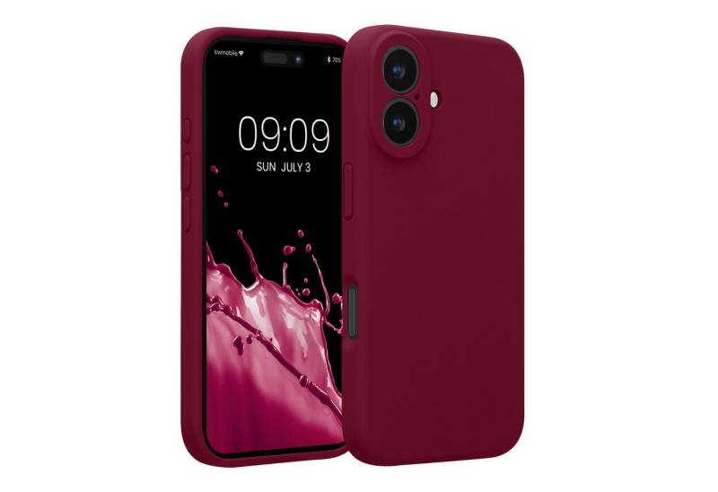 kwmobile Handyhülle Hülle für Apple iPhone 16, Hülle Silikon gummiert - Handyhülle - Handy Case in Rhabarber Rot von kwmobile