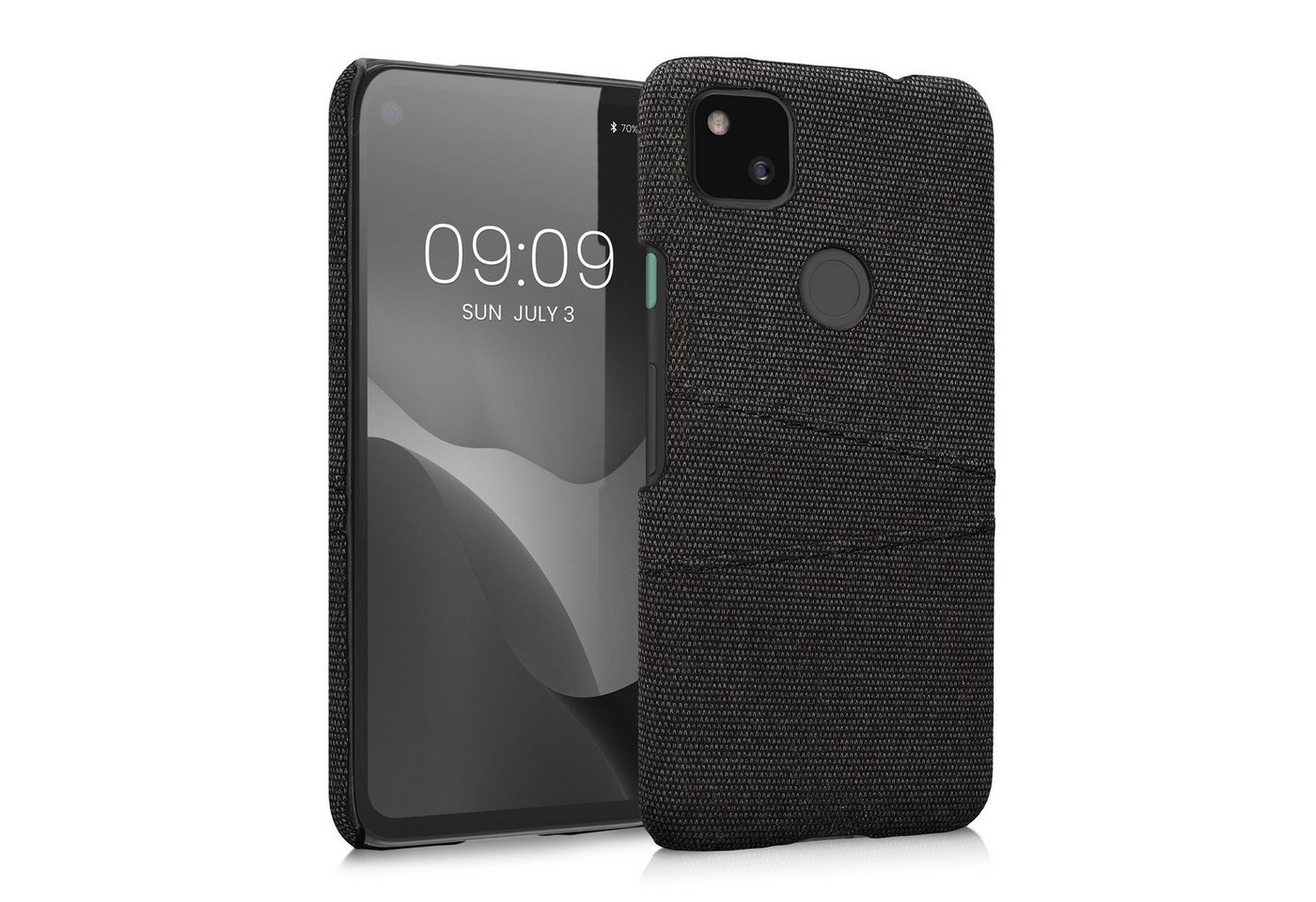 kwmobile Handyhülle Hülle für Google Pixel 4a, Handyhülle Handy Case - Stoff mit Kartenfach Dunkelgrau von kwmobile