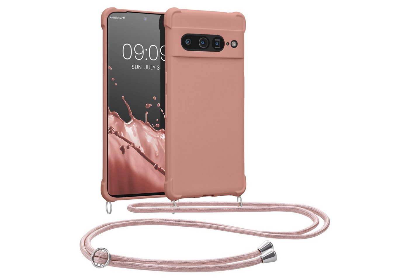 kwmobile Handyhülle Hülle für Google Pixel 7 Pro, mit Metall Kette zum Umhängen - Silikon Handy Cover Case Schutzhülle kwmobile Handyhülle Hülle für Google Pixel 7 Pro, mit Metall Kette zum Umhängen - Silikon Handy Cover Case Schutzhülle von kwmobile