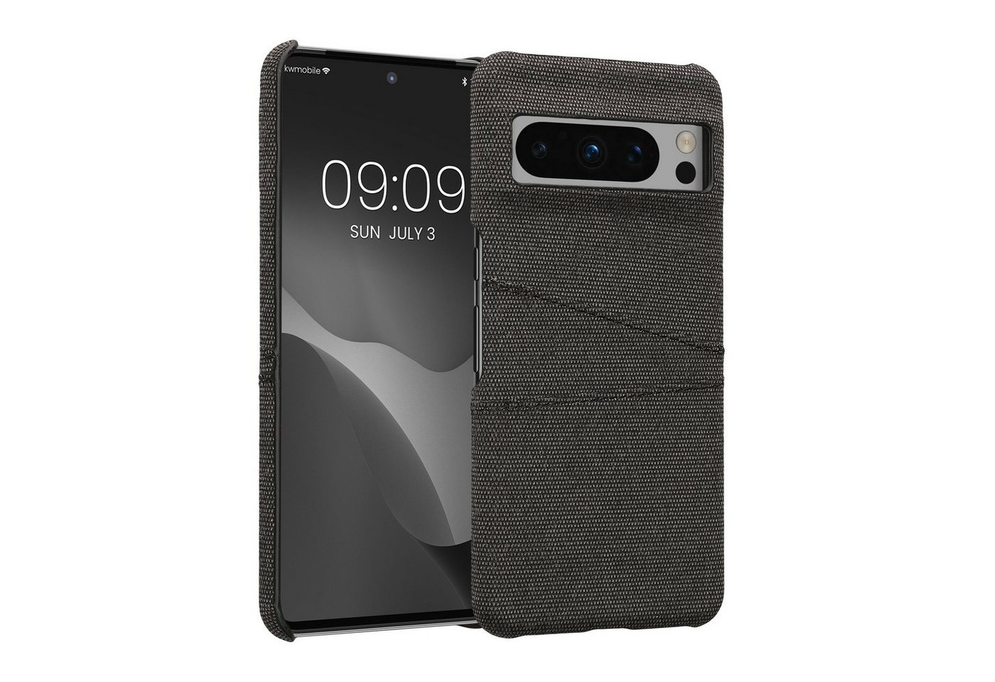 kwmobile Handyhülle Hülle für Google Pixel 8 Pro, Handyhülle Handy Case - Stoff mit Kartenfach Grau von kwmobile