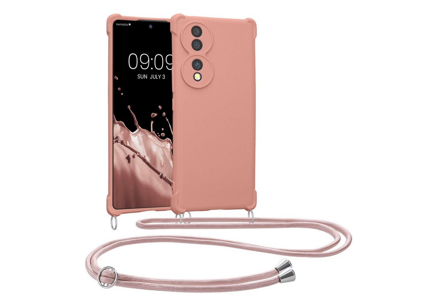 kwmobile Handyhülle Hülle für HONOR 70 (5G), mit Metall Kette zum Umhängen - Silikon Handy Cover Case Schutzhülle von kwmobile