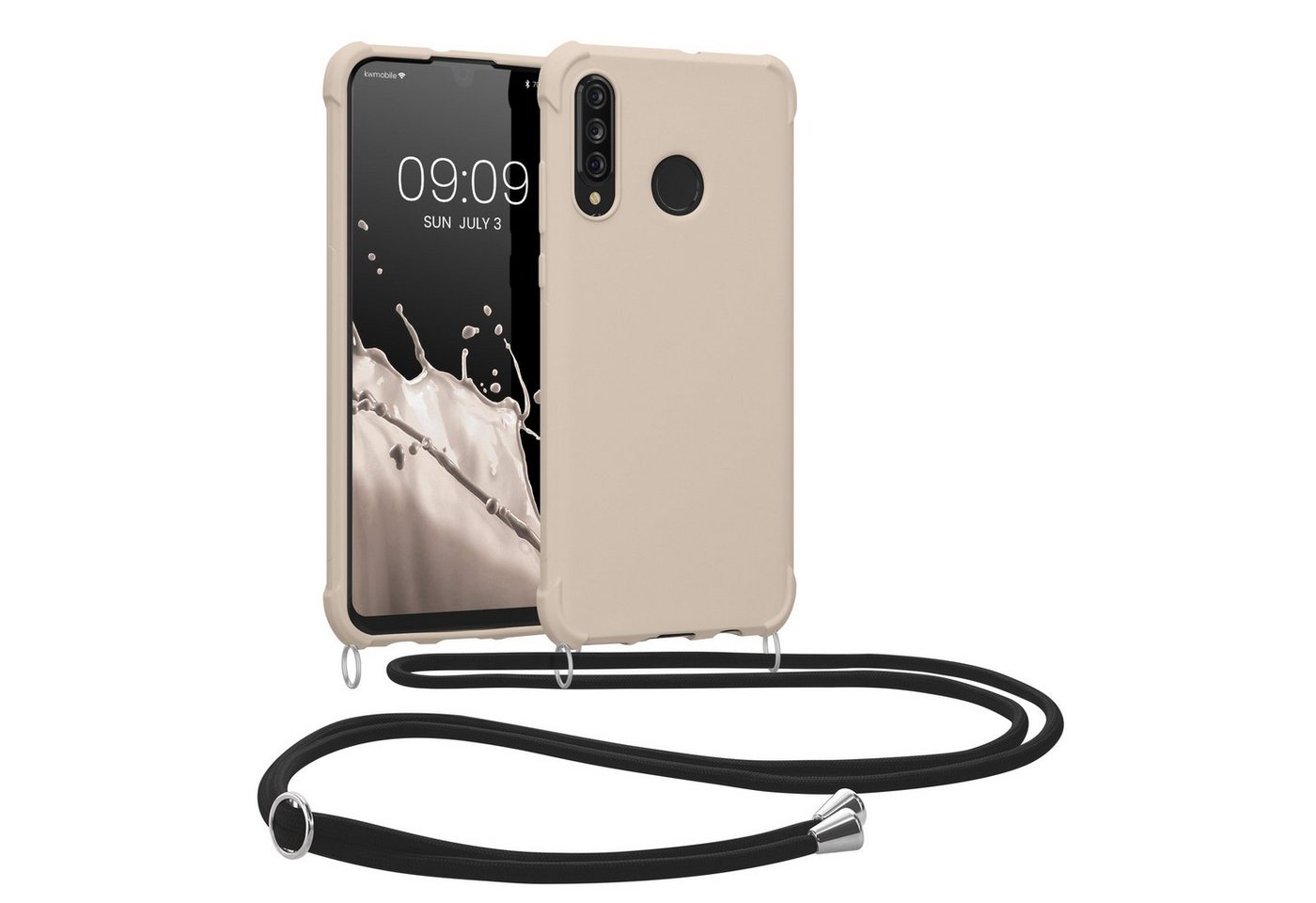 kwmobile Handyhülle Hülle für Huawei P30 Lite, mit Metall Kette zum Umhängen - Silikon Handy Cover Case Schutzhülle von kwmobile