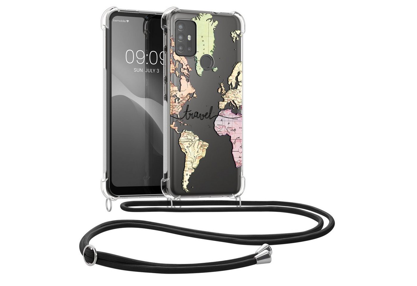 kwmobile Handyhülle Hülle für Motorola Moto G30 / Moto G20 / Moto G10, Silikon Handyhülle mit Kette - Handykette Handyband von kwmobile