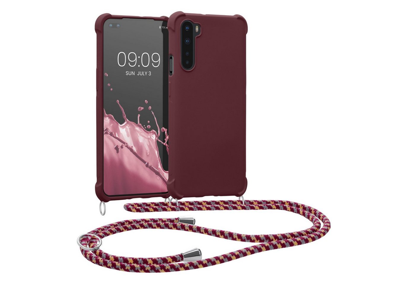 kwmobile Handyhülle Hülle für OnePlus Nord, mit Metall Kette zum Umhängen - Silikon Handy Cover Case Schutzhülle von kwmobile