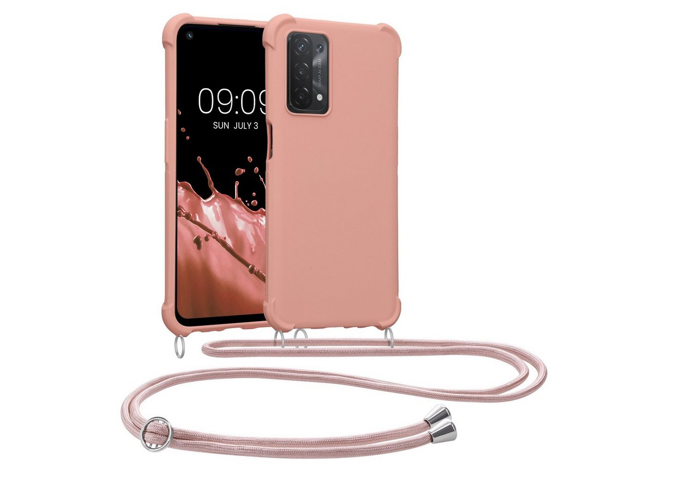 kwmobile Handyhülle Hülle für Oppo A74 (5G) / A54 (5G), mit Metall Kette zum Umhängen - Silikon Handy Cover Case Schutzhülle von kwmobile