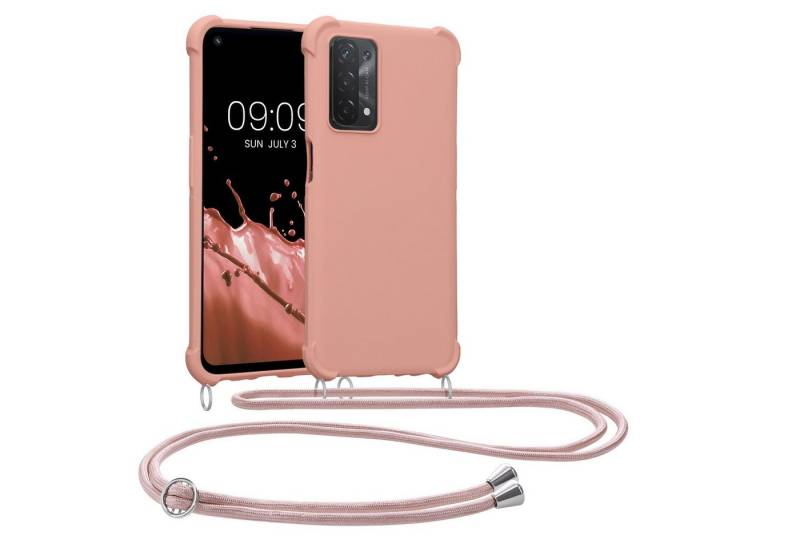 kwmobile Handyhülle Hülle für Oppo A74 (5G) / A54 (5G), mit Metall Kette zum Umhängen - Silikon Handy Cover Case Schutzhülle von kwmobile