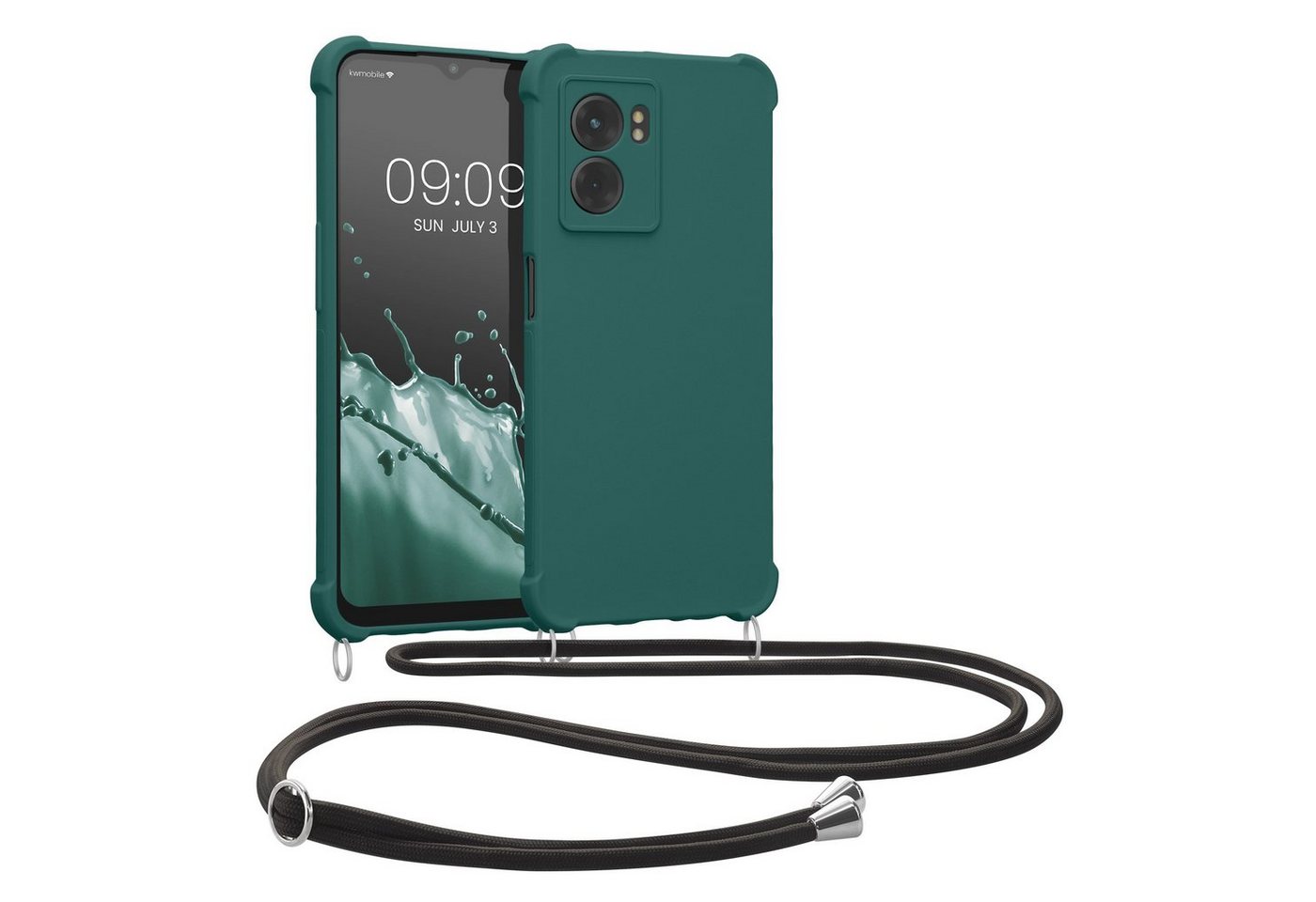 kwmobile Handyhülle Hülle für Oppo A77 (5G), mit Metall Kette zum Umhängen - Silikon Handy Cover Case Schutzhülle von kwmobile