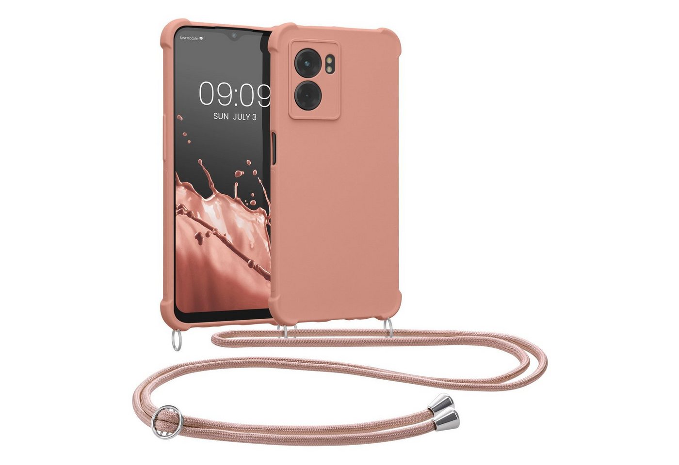 kwmobile Handyhülle Hülle für Oppo A77 (5G), mit Metall Kette zum Umhängen - Silikon Handy Cover Case Schutzhülle von kwmobile
