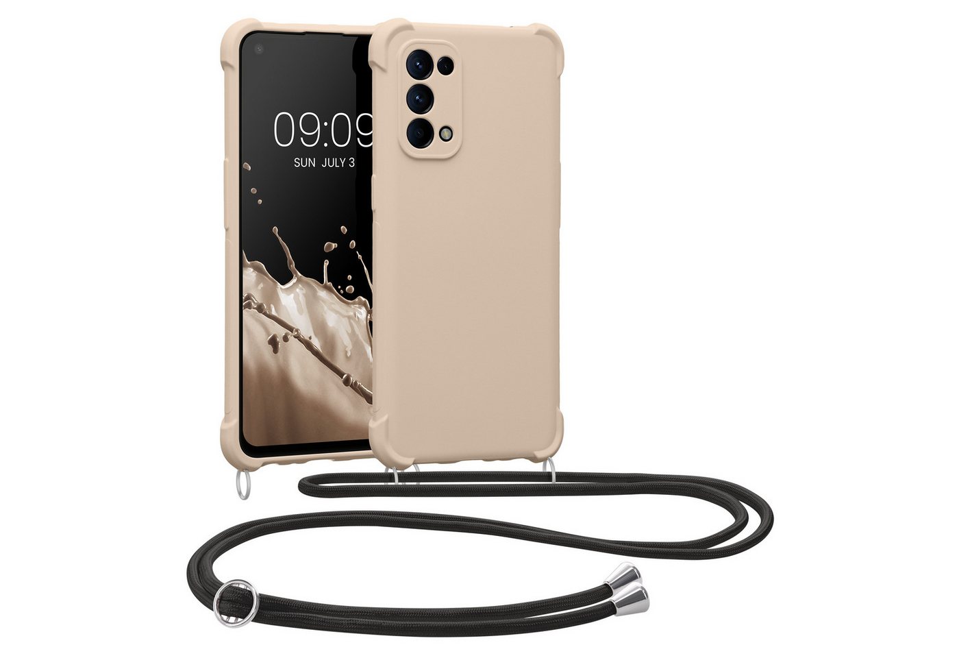 kwmobile Handyhülle Hülle für Oppo Find X3 Lite, mit Metall Kette zum Umhängen - Silikon Handy Cover Case Schutzhülle kwmobile Handyhülle Hülle für Oppo Find X3 Lite, mit Metall Kette zum Umhängen - Silikon Handy Cover Case Schutzhülle von kwmobile