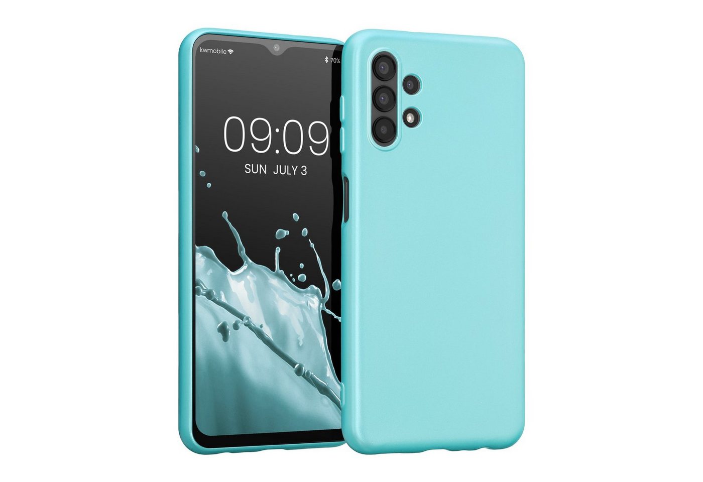 kwmobile Handyhülle Hülle für Samsung Galaxy A13 4G, Silikon Case - Soft Handyhülle - Handy Cover in Metallic Mintgrün von kwmobile