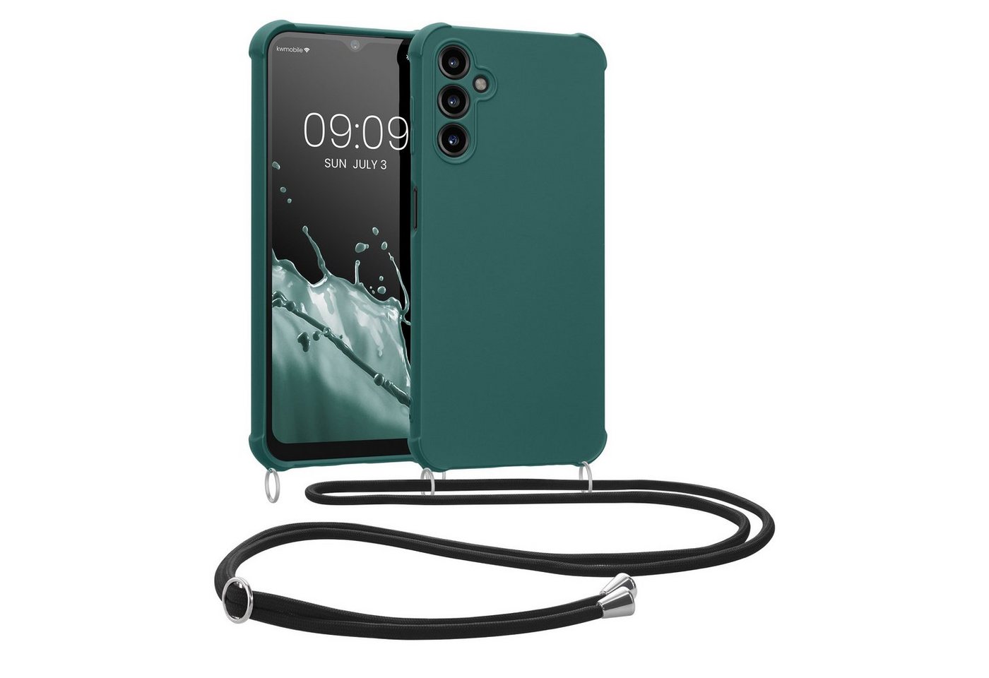 kwmobile Handyhülle Hülle für Samsung Galaxy A14 5G, mit Metall Kette zum Umhängen - Silikon Handy Cover Case Schutzhülle kwmobile Handyhülle Hülle für Samsung Galaxy A14 5G, mit Metall Kette zum Umhängen - Silikon Handy Cover Case Schutzhülle von kwmobile