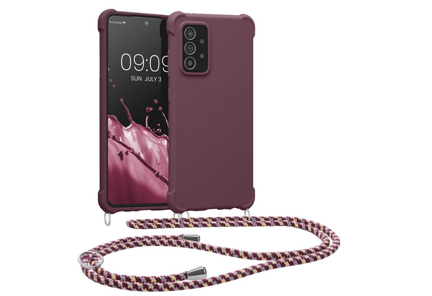 kwmobile Handyhülle Hülle für Samsung Galaxy A52 / A52 5G / A52s 5G, mit Metall Kette zum Umhängen - Silikon Handy Cover Case Schutzhülle von kwmobile