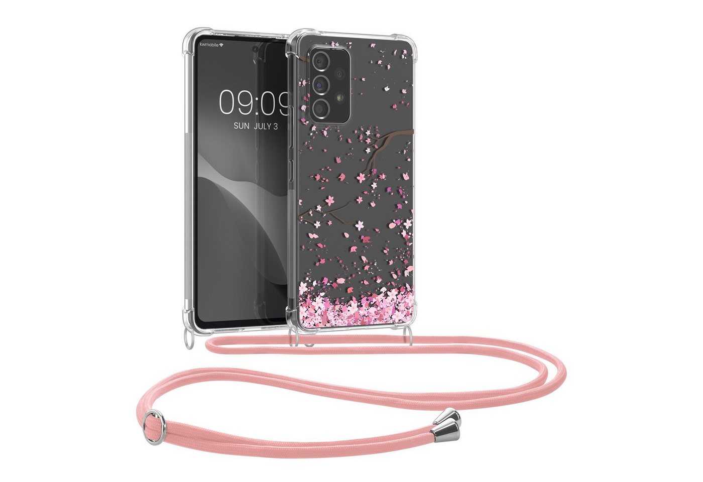 kwmobile Handyhülle Hülle für Samsung Galaxy A53 5G, Silikon Handyhülle mit Kette - Handykette Handyband von kwmobile