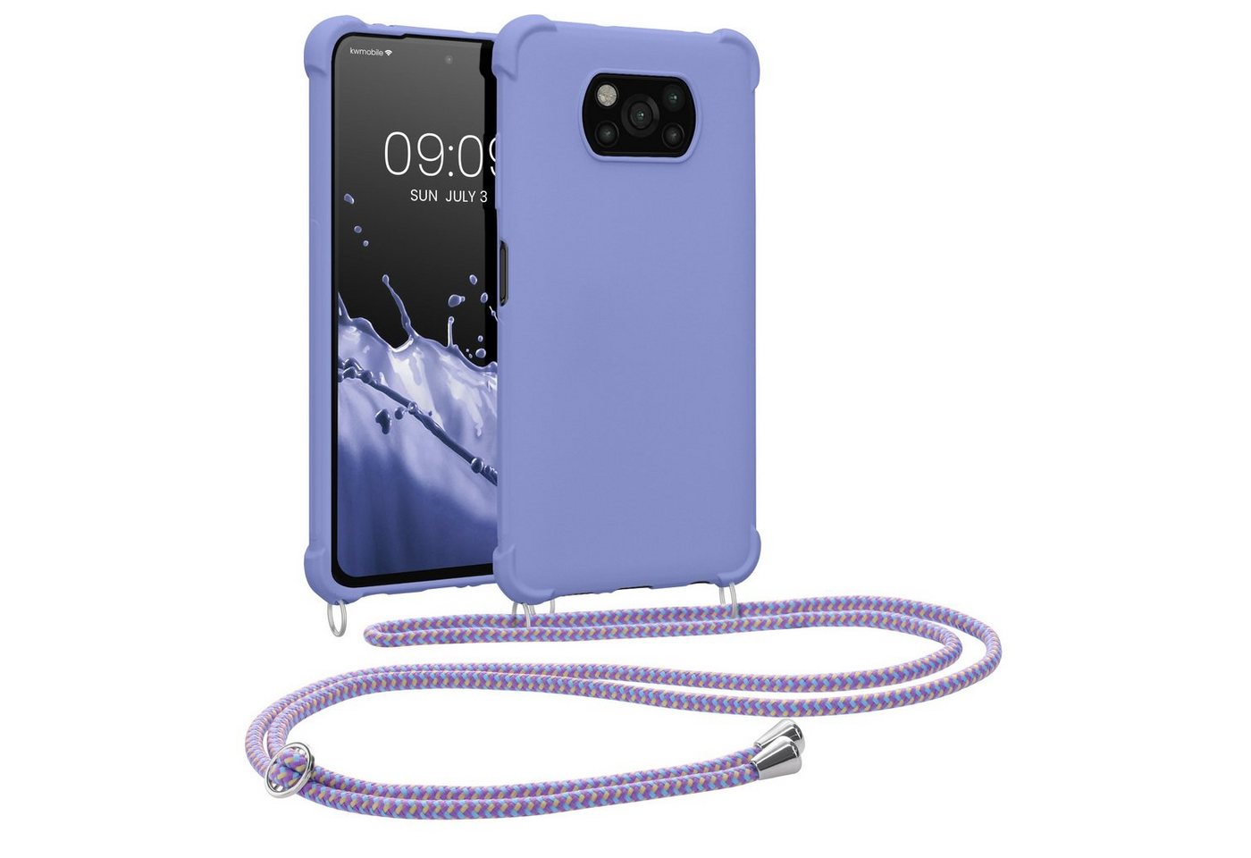 kwmobile Handyhülle Hülle für Xiaomi Poco X3 NFC / Poco X3 Pro, mit Metall Kette zum Umhängen - Silikon Handy Cover Case Schutzhülle von kwmobile