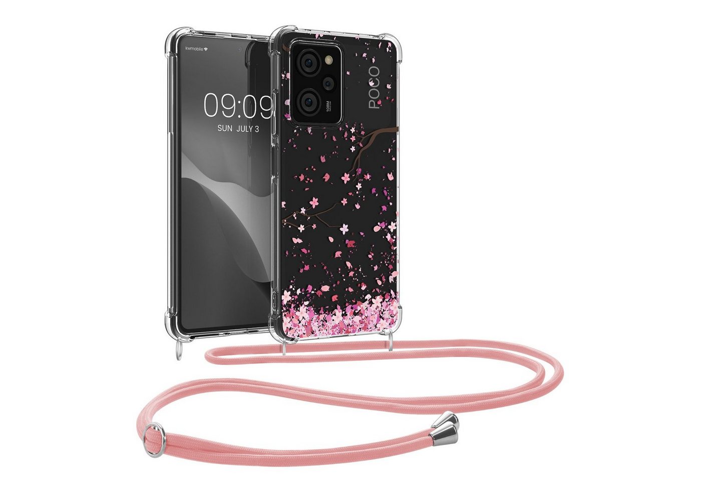 kwmobile Handyhülle Hülle für Xiaomi Poco X5 Pro 5G, Silikon Handyhülle mit Kette - Handykette Handyband von kwmobile