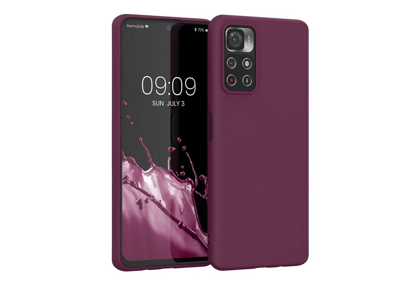 kwmobile Handyhülle Hülle für Xiaomi Redmi Note 11S 5G / Poco M4 Pro 5G, Hülle Silikon - Soft Handyhülle - Handy Case Cover - Bordeaux Violett von kwmobile
