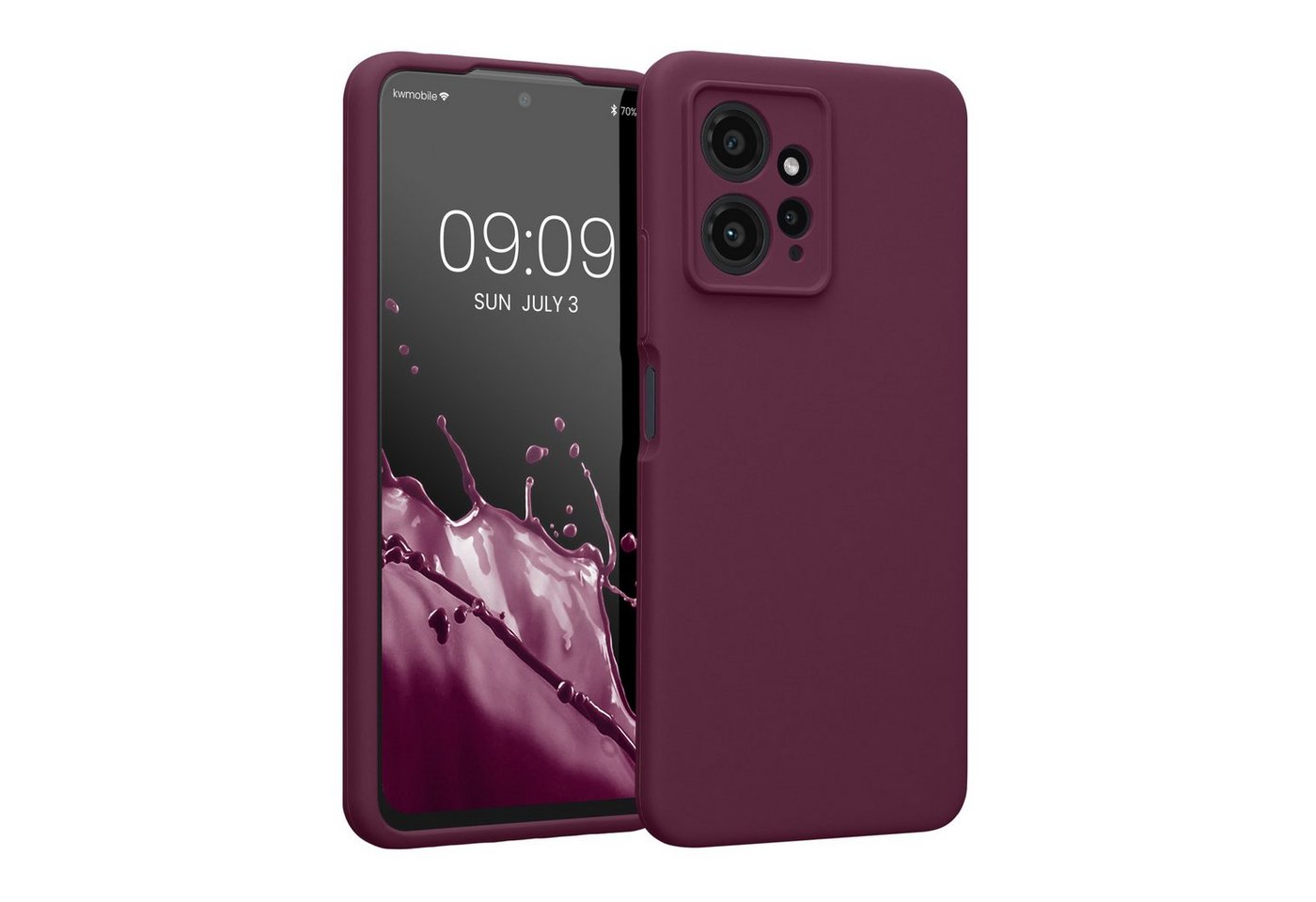 kwmobile Handyhülle Hülle für Xiaomi Redmi Note 12 (4G), Hülle Silikon gummiert - Handyhülle - Handy Case in Bordeaux Violett von kwmobile