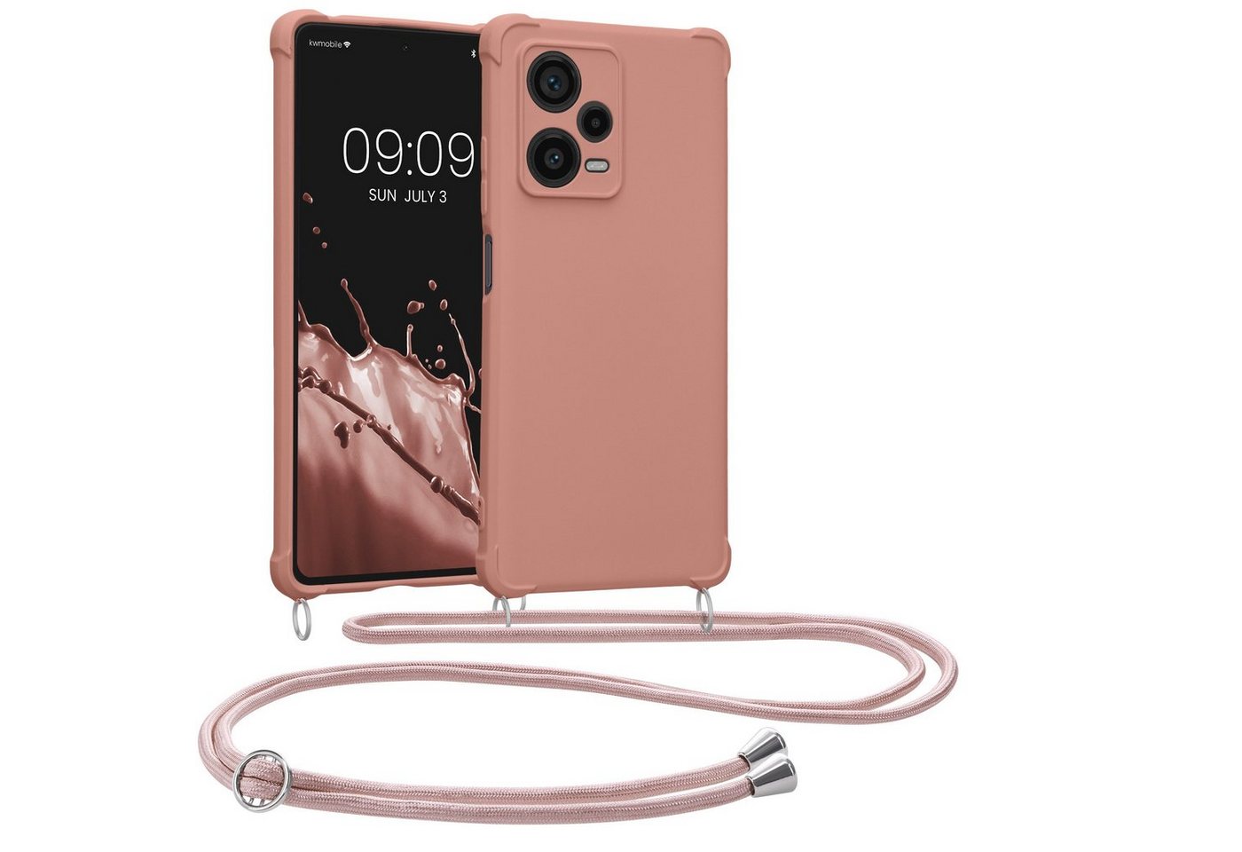 kwmobile Handyhülle Hülle für Xiaomi Redmi Note 12 Pro+ (5G), mit Metall Kette zum Umhängen - Silikon Handy Cover Case Schutzhülle von kwmobile