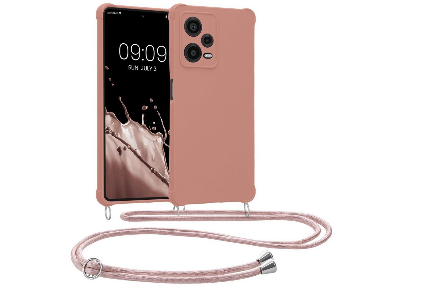 kwmobile Handyhülle Hülle für Xiaomi Redmi Note 12 Pro 5G, mit Metall Kette zum Umhängen - Silikon Handy Cover Case Schutzhülle von kwmobile